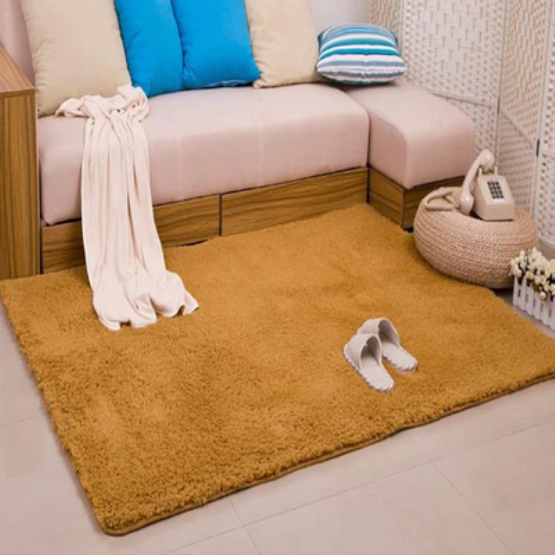 

New Fashion Khaki Fluffy Rugs Anti-Skid Shaggy Area Living room Home Bedroom Carpet Thick coral velvet Floor Mat LOSICOE-S10