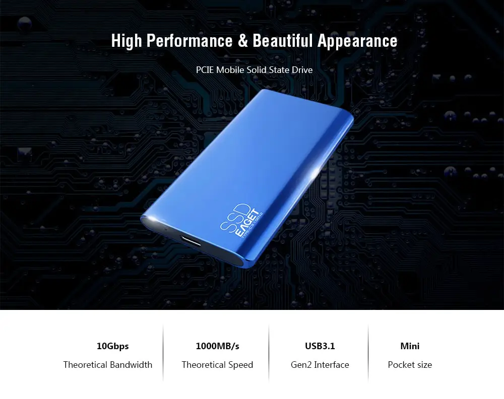 Eaget M10 супер высокая скорость внешней SSD USB 3,1 Gen 2 Тип жесткого диска-C 512 ГБ 1 ТБ Портативный SSD металлический корпус для Macbook PC