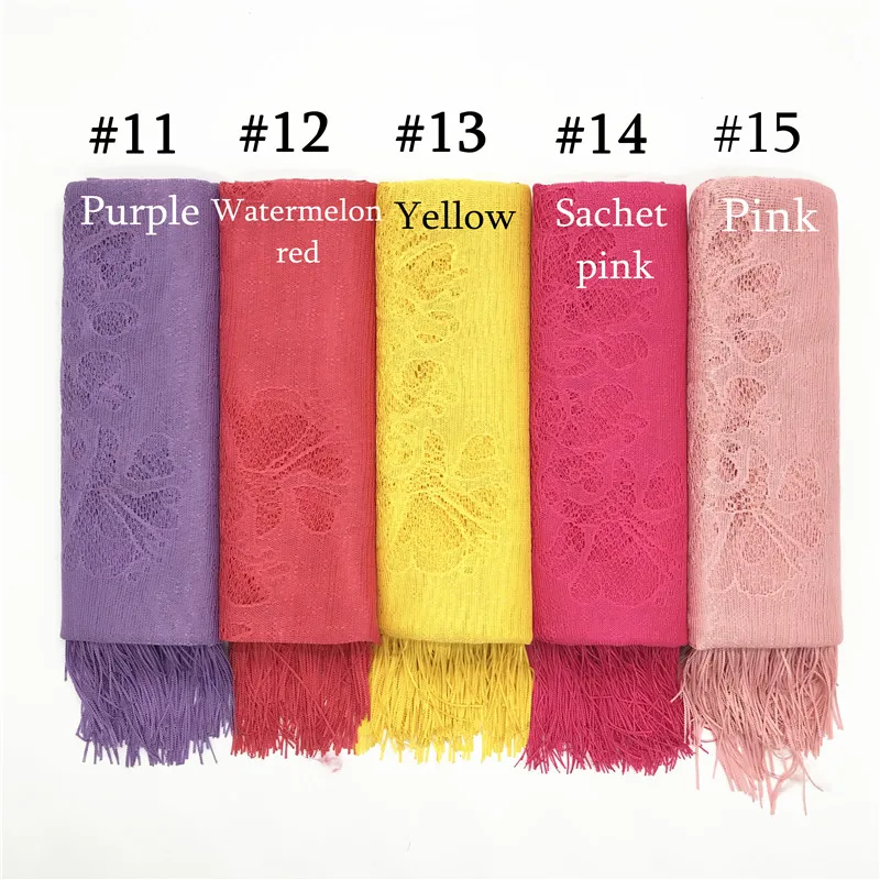NEW plain Embroidery hijab scarf tassel cutout desgin soft women pashmina muslim echarpe wraps muffler islamic hijabs 10pcs/lot |