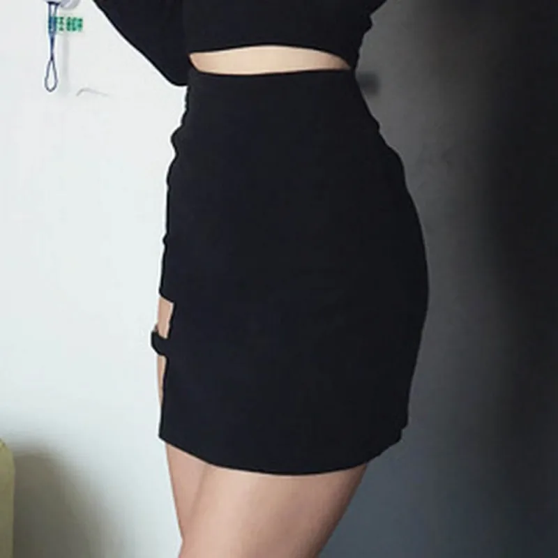 

Women Sexy Slim High Waist Irregularity Club Party Skinny Mini Skirts Black