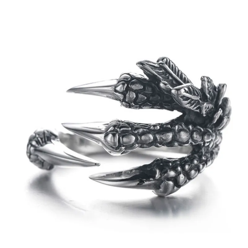 New Fashion Rock Punk Ring Stainless Steel Dragon Claws Personality iker Men Rings Vintage Gothic Jewelry | Украшения и