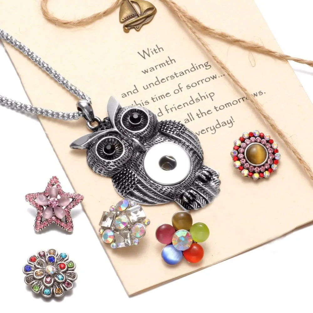 2017 прозрачный горный хрусталь цветок Форма металла Талисманы 18 мм кнопки