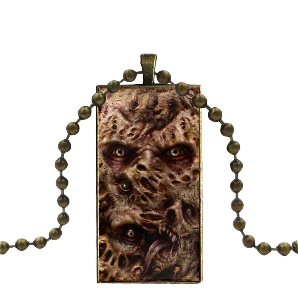 EJ glaze Evil Dead Book винтажное ювелирное изделие Бронзовое стекло колье с кабошоном