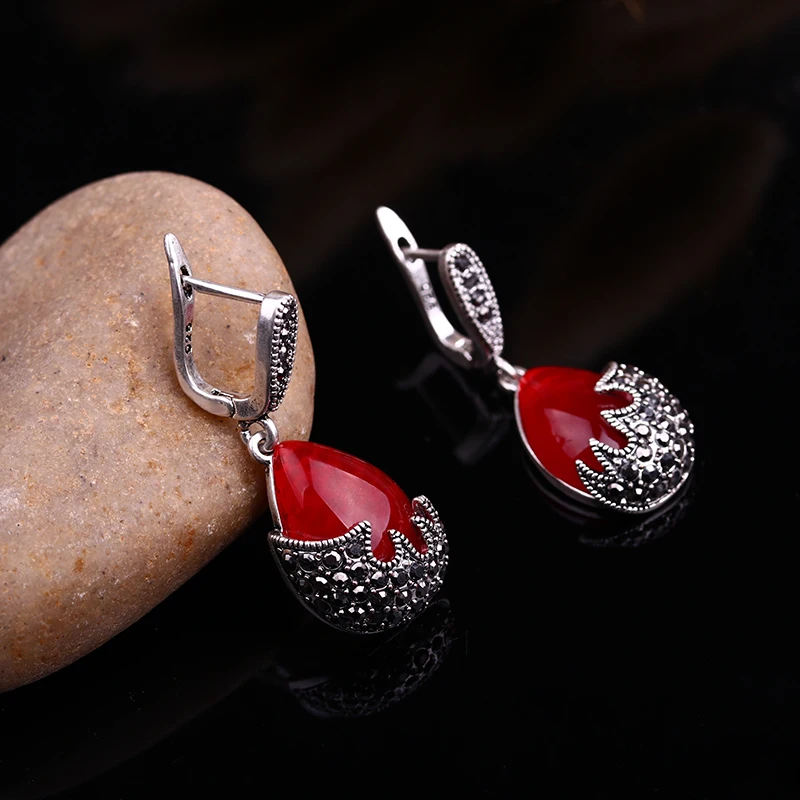 Feelgood модные ювелирные изделия в форме капли воды и черного кристалла пламени