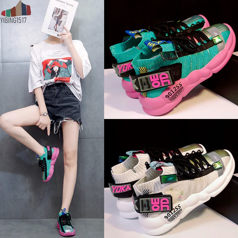 YIBING/Новинка 2019 года Женская Весенняя обувь на платформе повседневная