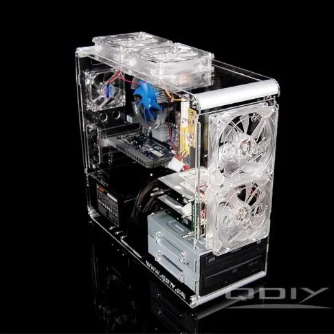 QDIY PC-A006M вертикальный прозрачный корпус акриловый персонализированный Чехол для