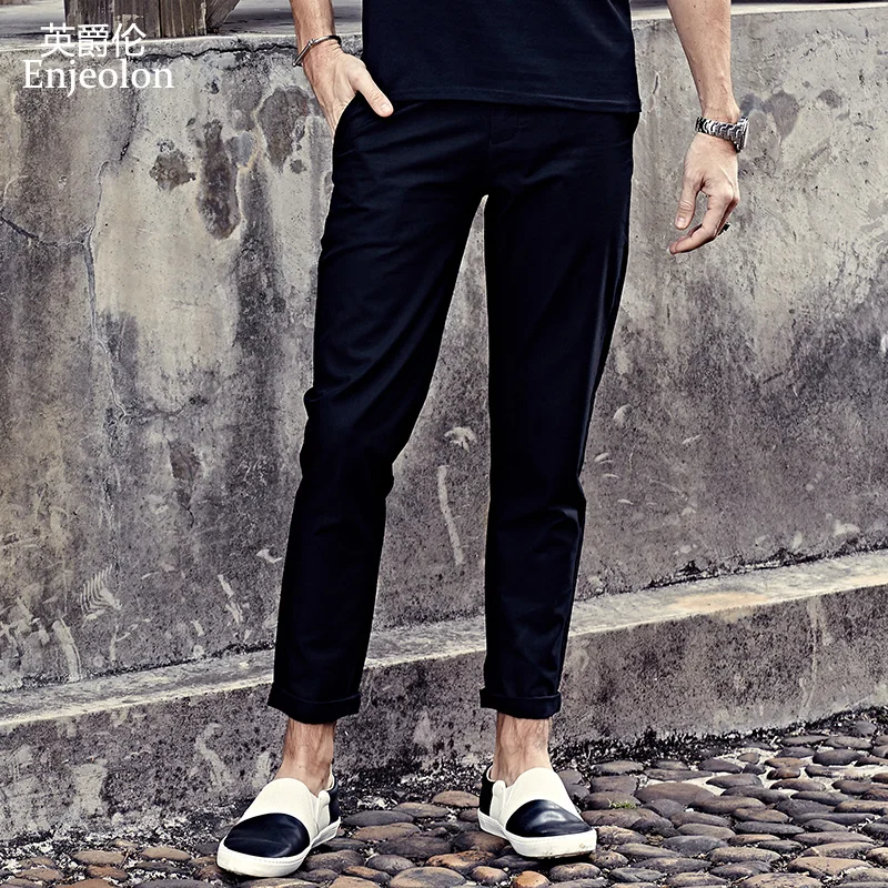 Мужские Длинные прямые брюки Enjeolon повседневные однотонные брюки-карандаш 2 цвета