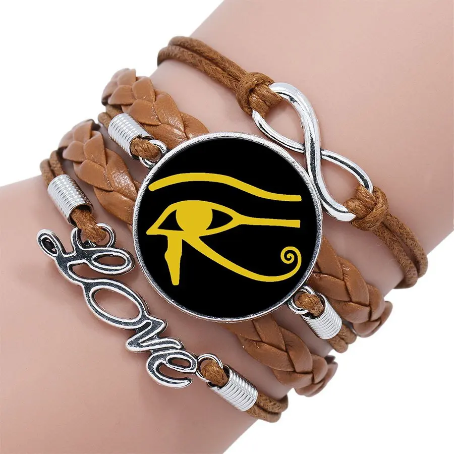 Античный Египетский Глаз Гора бижутерия со стеклянными кабошонами с эффектным