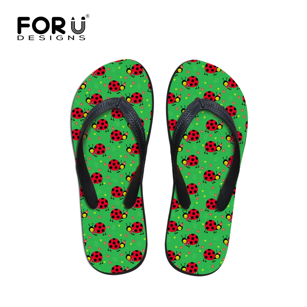 Удобные женские шлепанцы летние сандалии с принтом божья коровка пляжные sapatos