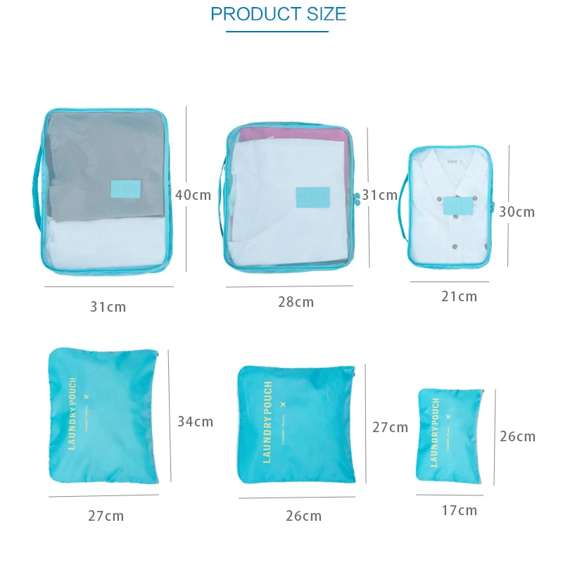 

CelleCool Travel Mesh Bag In BagHigh Quality 6PCS/Set Oxford Cloth Luggage Organizer Packing Cube Organiser for Clothing