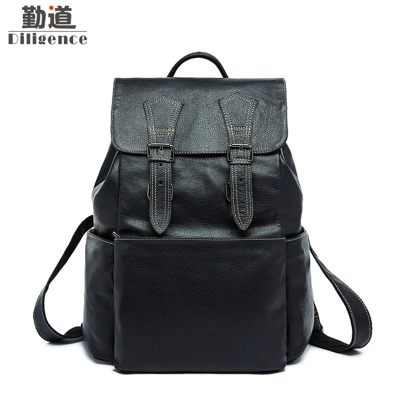 Мужские рюкзаки из натуральной кожи 13 дюймов сумки для ноутбука модный школьный