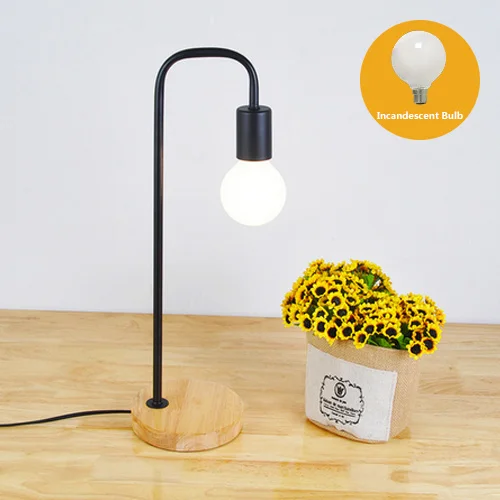Black Include Bulb ASCELINA современный Настольный светильник в скандинавском стиле, креативная простая настольная лампа, железный светодиодный светильник для гостиной, спальни, деревянное основание 110 В/220 В - Цвет корпуса: Black Include Bulb