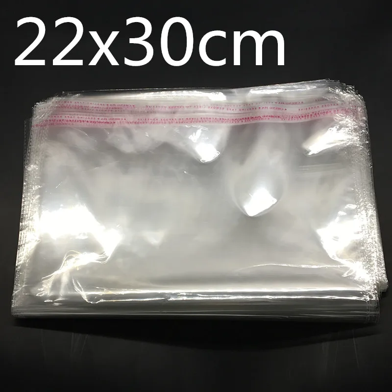 

100 Pcs Clear Self Adhesive Seal Plastic Bags Transparent Opp Packing Bags 22x30cm