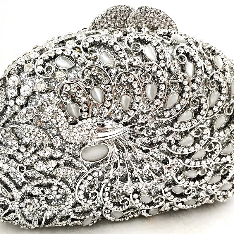 African Bridal wedding party women evening bag diamonds luxury animal peacock gem crystal clutches elegant opal purses | Багаж и сумки