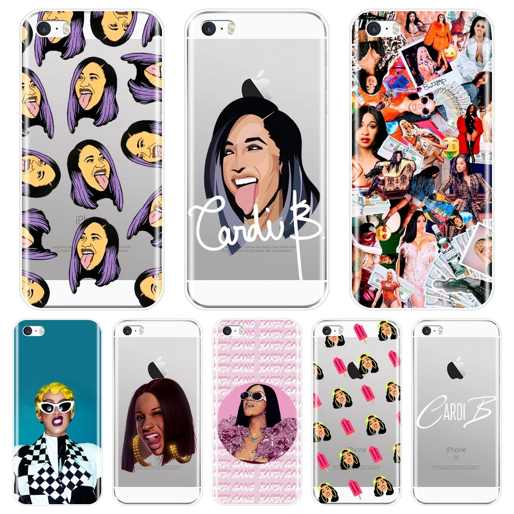 Чехол для телефона из ТПУ Apple iPhone 5 S 5C мягкий силиконовый чехол задней панели Cardi B