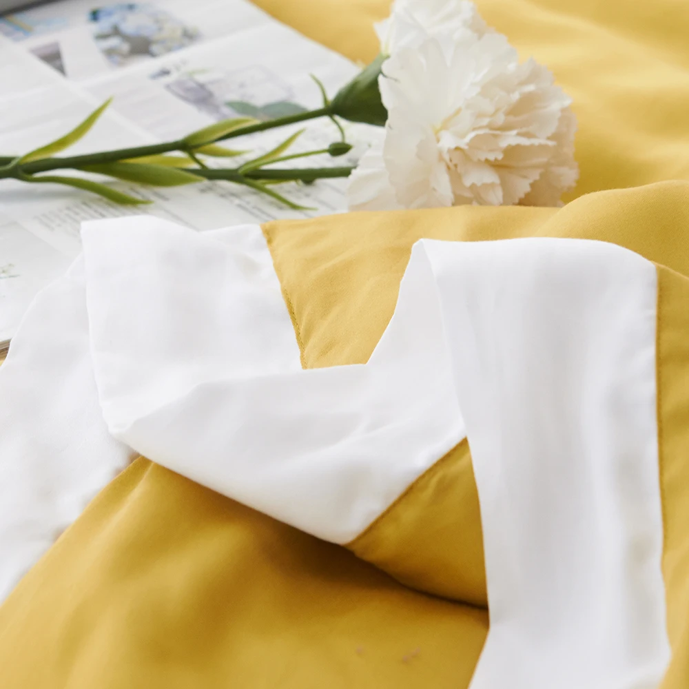 Роскошное желтое тонкое одеяло 100% Lyocell Tencel 400 тканевое с нитью летнее покрывало