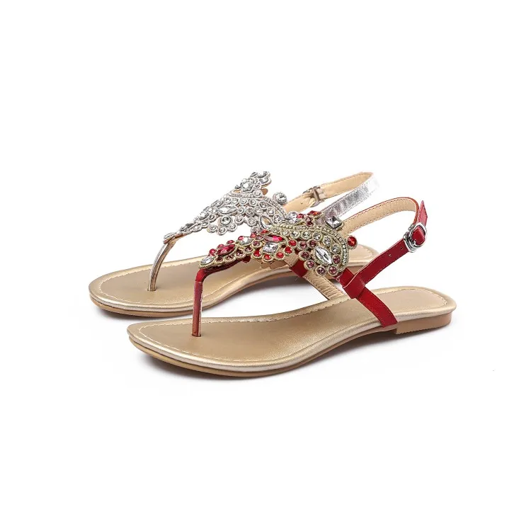 2019 новые богемные женские босоножки сандалии с кристаллами Rhinestone натуральная