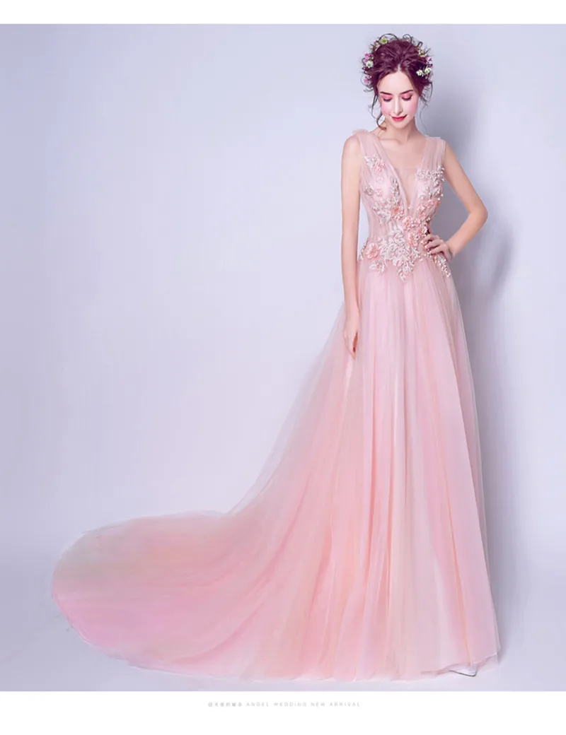 Вечернее платье Abendkleider Robe De Soiree 2019 дизайнерское кружевное розовое на выпускной с
