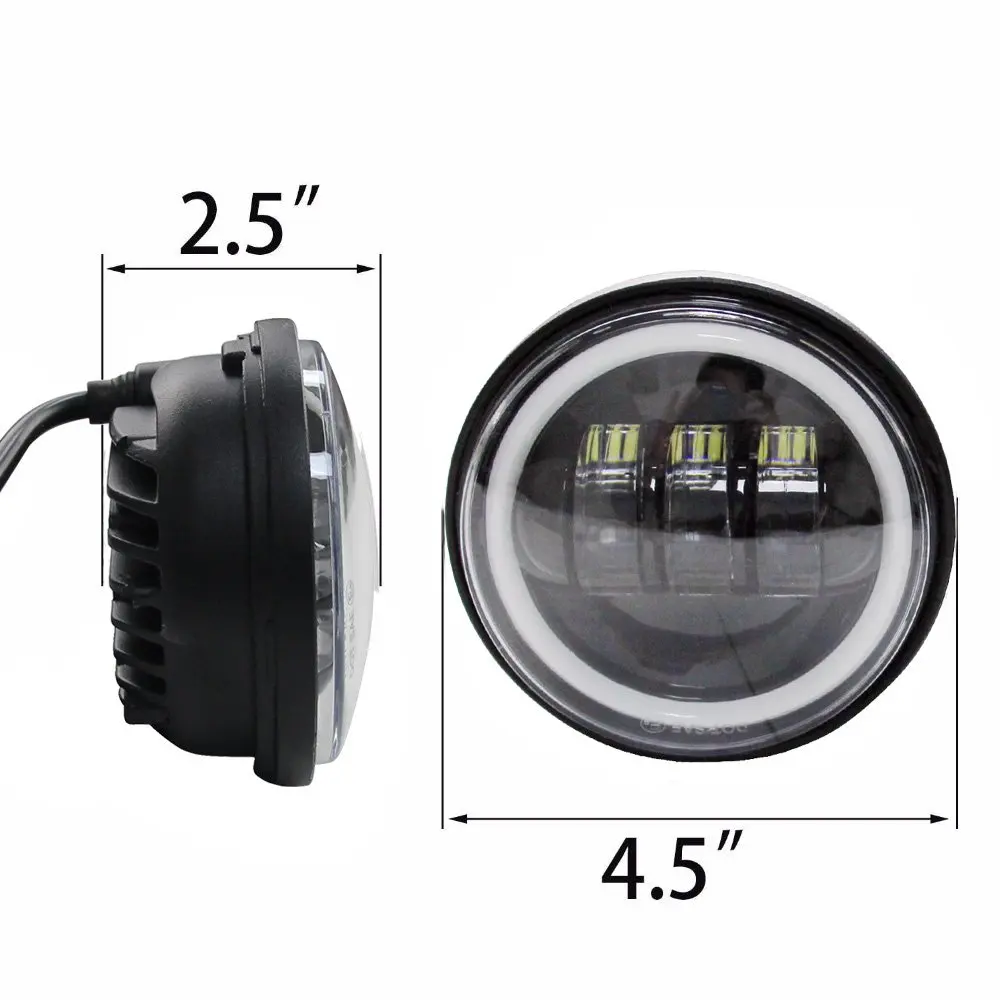 4 1/2" 4.5 Inch for harley Motorcycle LED Fog Light Passing Auxiliary Lamps White Halo Ring For Harley Touring Road king |