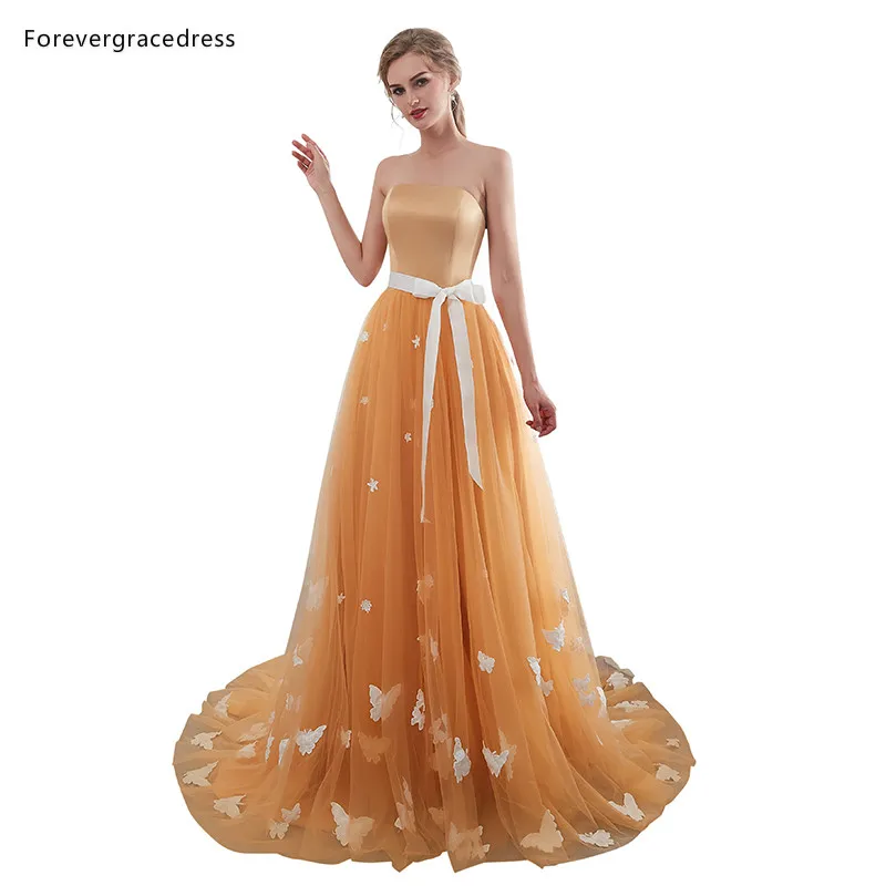 Forevergracedress золотые платья для выпускного вечера 2019 Высокое качество без бретелек