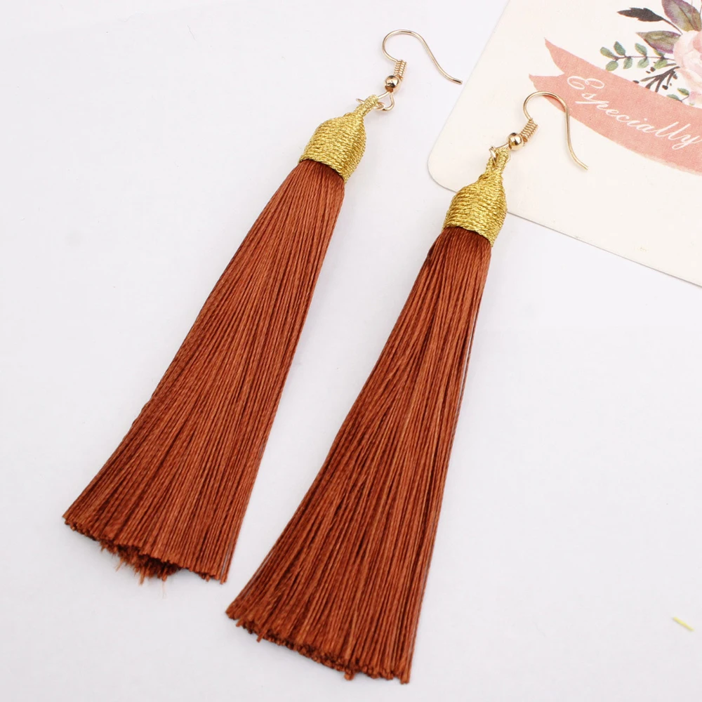Женские длинные висячие серьги с бахромой Boho винтажные массивные ювелирные