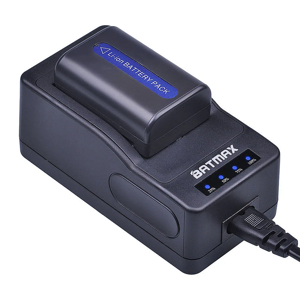 Аккумулятор Batmax 2pc NP FM50 FM50H + светодиодное сверхбыстрое зарядное устройство для Sony