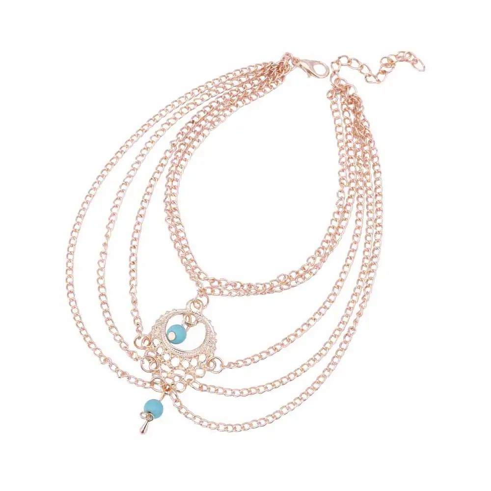 FAMSHIN 2017 модные богемные этнические синие Каменные Бусы ножные браслеты шикарные