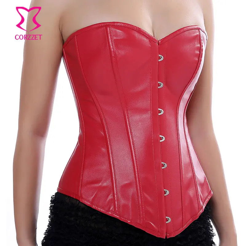 2340A Faux Leather Steampunk Corset Cuero Overbust Sexy Bustier Top Burlesque Corsets and Bustiers Corses Para Mujer Espartilhos | Женская