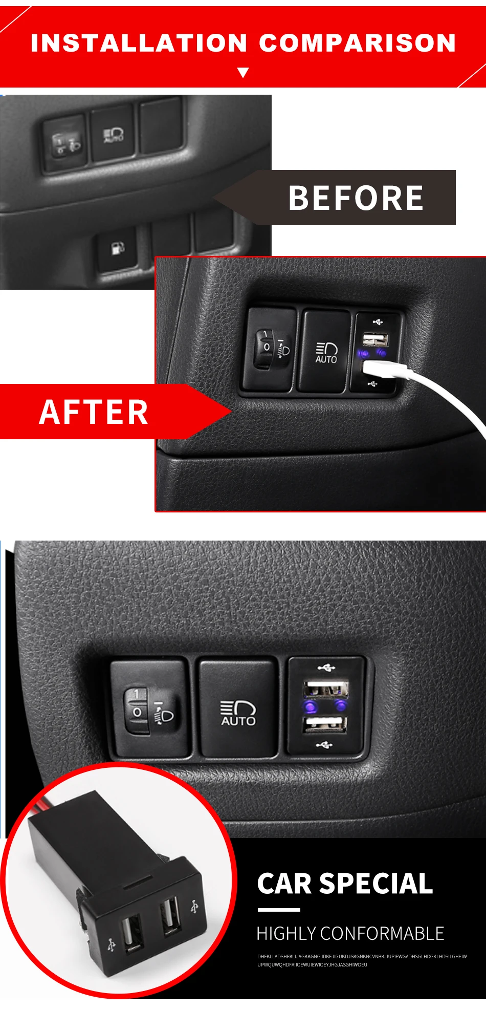 Модификация автомобиля USB интерфейсный модуль USB разъем обновление модифицированный декоративный для Toyota для CH-R автомобильные аксессуары