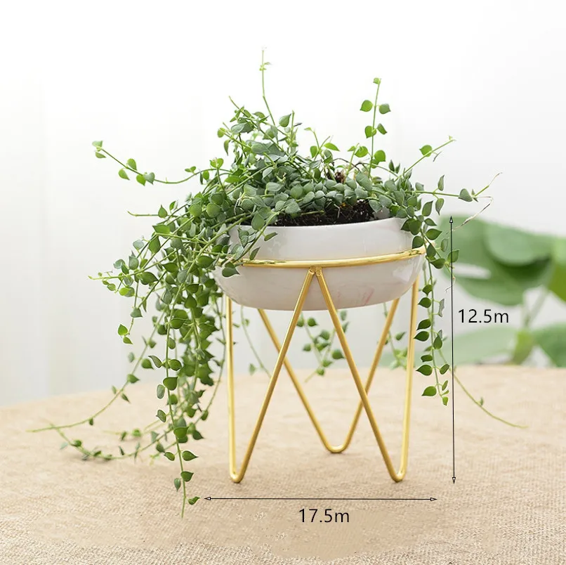 Tripod Gold Frame-C Творческих керамический цветочный горшок гидропоники завода Утюг рабочего настенный цветок горшок Scindapsus контейнер садовый декор - Цвет: Tripod Gold Frame-C