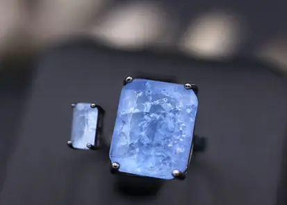 blue Квадратные Кольца с искусственным камнем для женщин, разноцветное циркониевое кольцо с открытым пальцем для женщин, свадебный подарок, регулируемые ювелирные изделия, обручальное кольцо - Цвет основного камня: blue