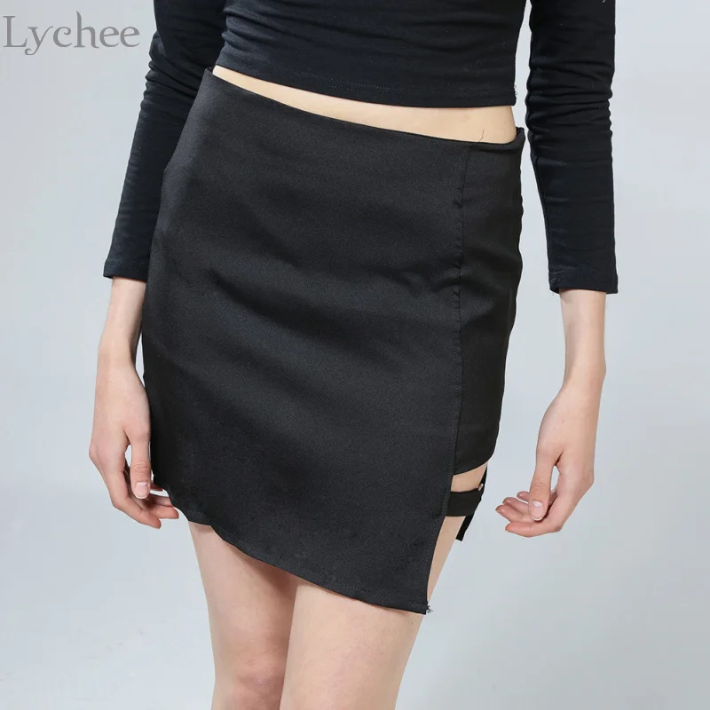 

Lychee Harajuku Punk Gothic Summer Women Skirt Circle Hollow Out Irregular Skirt Sexy Mini Skirt