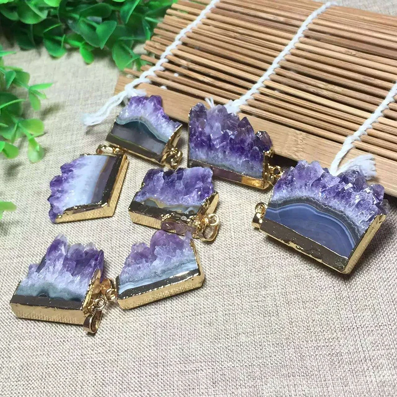 Оптовая продажа фиолетовые подвески из натурального кристалла кулоны бутиковое