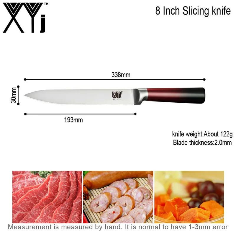8 slicing knife XYj кухонные ножи из нержавеющей стали 8 ''7'' 5 ''3,5'' шеф-повара для нарезки хлеба Santoku нож для очистки овощей приспособление для дома инструменты для приготовления пищи - Цвет: 8 slicing knife