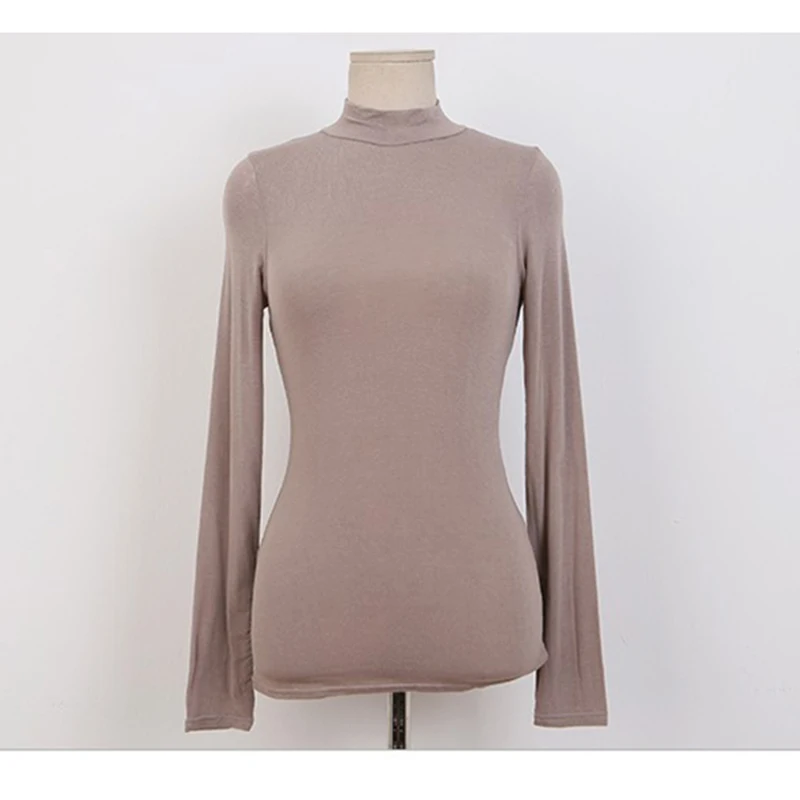Хаки AOSSVIAO тонкая футболка Прозрачная Тонкая Высококачественная простая футболка женская хлопковая эластичная Базовая футболка Женские топы в Корейском стиле - Цвет: Хаки