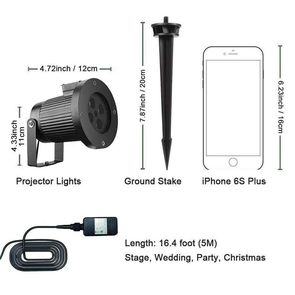 Рождественский проектор в виде снежинки уличный/внутренний движущийся