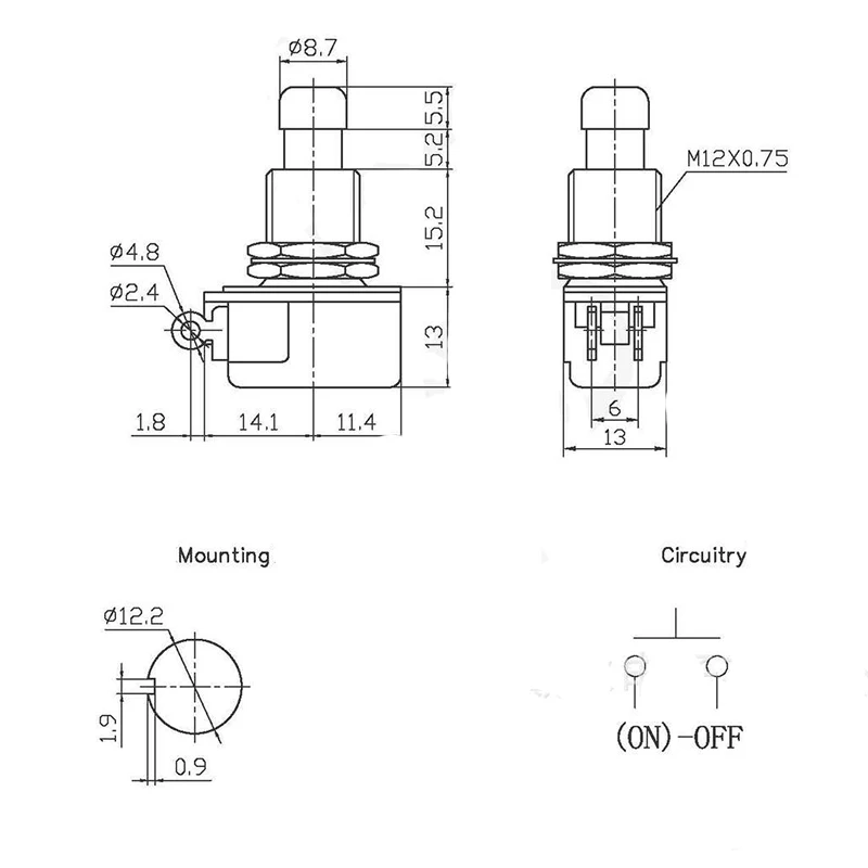 SPST Мгновенный Мягкий сенсорный кнопочный Stomp ножной переключатель для