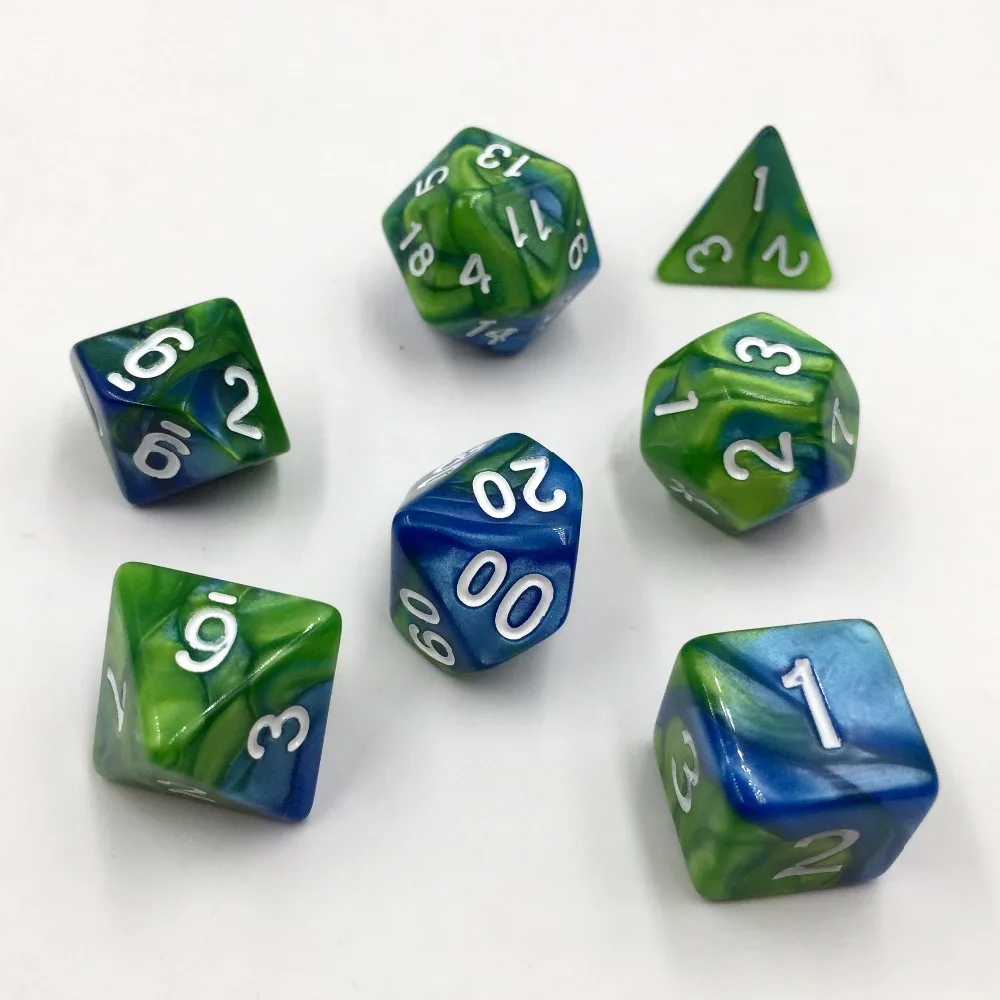 Rollooo игральные кости 7 шт./компл. olyhedral двойного цвета для DND RPG d4 d6 d8 d10 d % d12 d20
