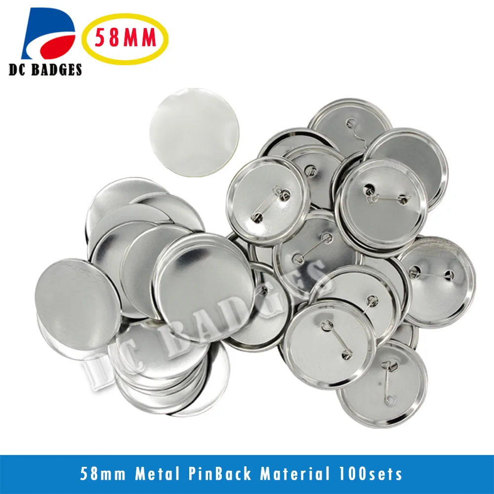 

free shipping 100sets 2-1/4" 58mm Badge Button Metal Pinback Material