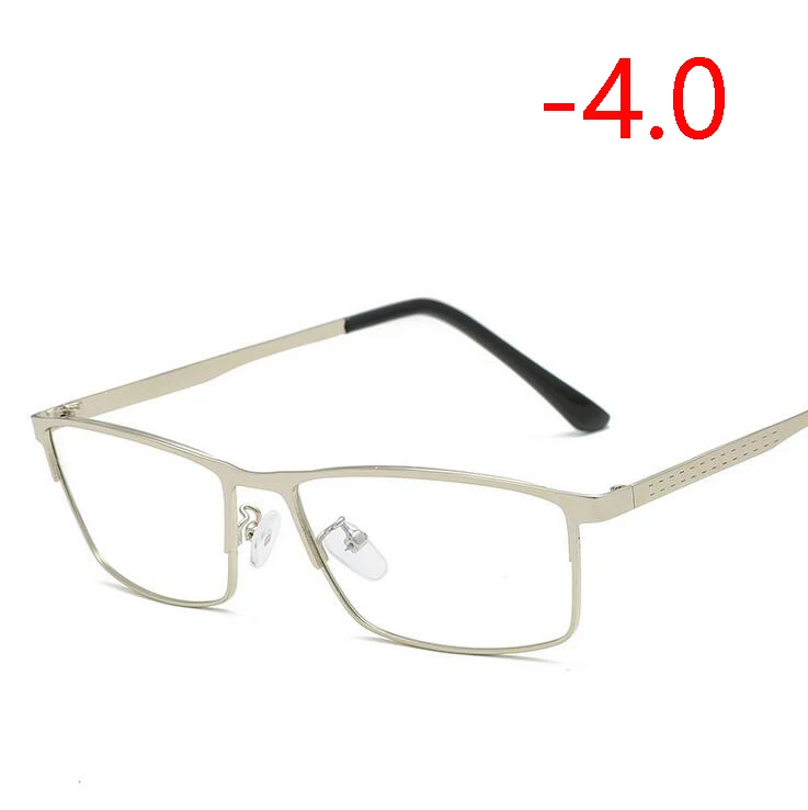 Myopia 400 1,56 асферические линзы, полная оправа, бизнес очки по рецепту, мужские Модные металлические квадратные очки для близорукости с градусом 0-0,25-0,5 до-4,0 - Цвет оправы: Myopia 400