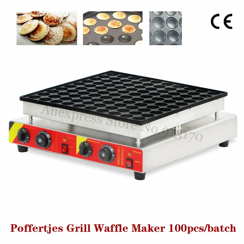 

100 Holes Commercial Dutch Poffertjes Machine Mini Pancakes Baker Maker 110V 220V Restaurants Breakfast
