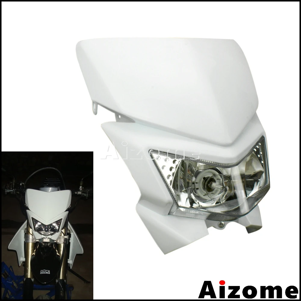 Универсальный Enduro Мотокросс фары 12V 35W Двойной Спорт Мотоцикл Белый головной