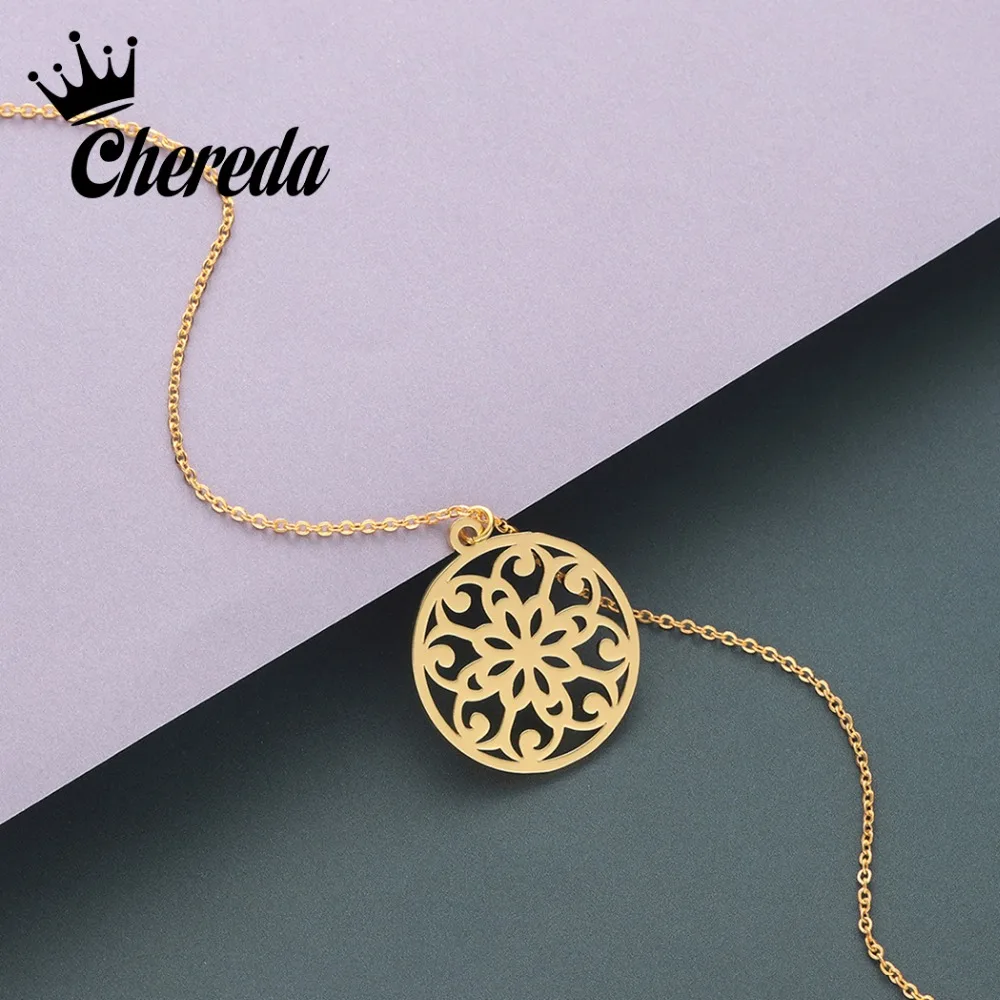 

Chereda Gold Mandala Necklace Dainty Thin Simple Chain Pendant Women Choker Jewelry Chain Valentine's Day