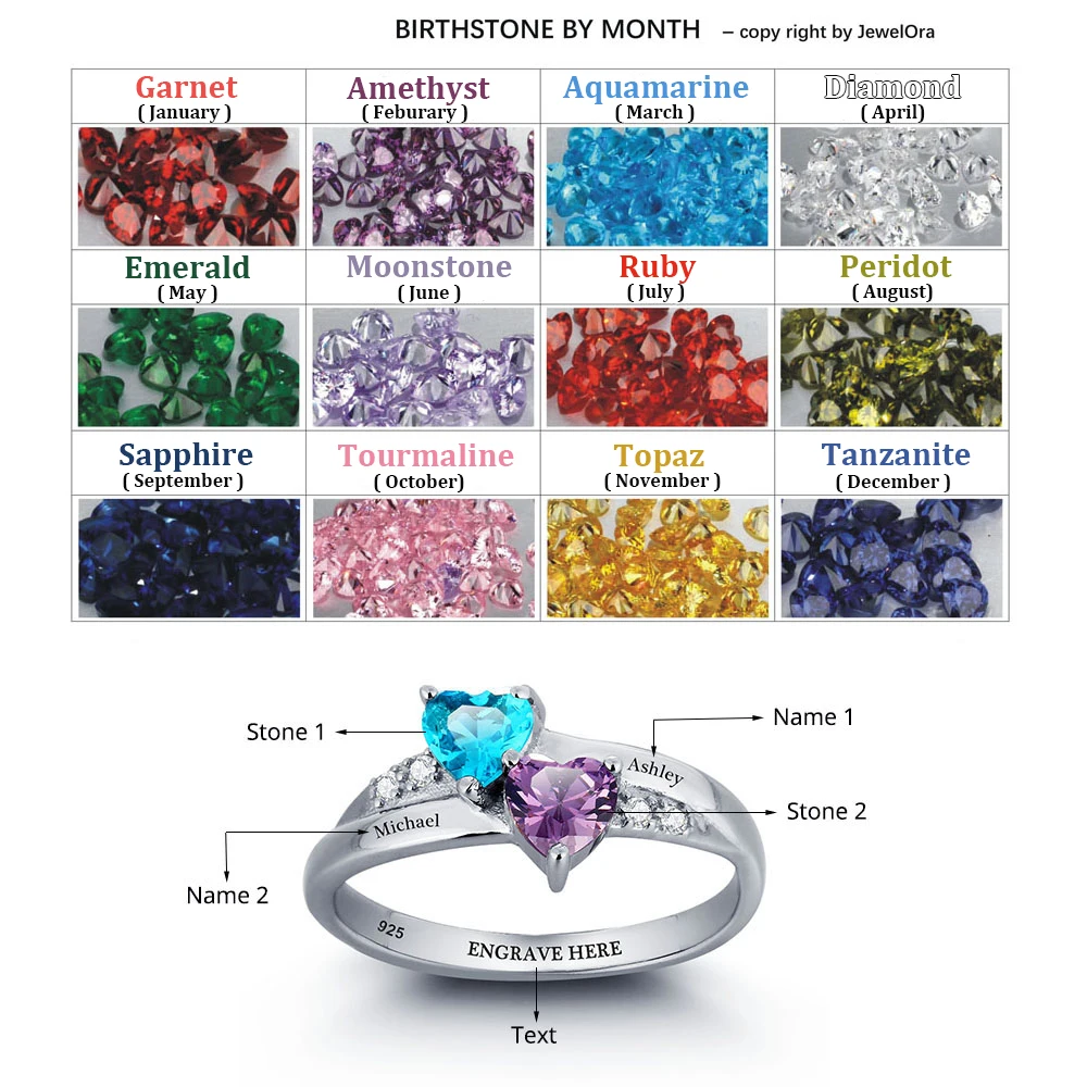 Именное кольцо для влюбленных из стерлингового серебра 925 пробы в форме сердца