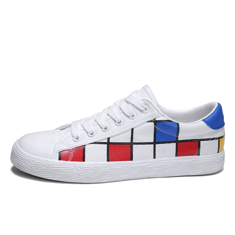 JKPUDUN Casual Canvas Shoes For Men Luxury Brand Plimsolls Espadrilles Fashion Lace Up Plaid Man Alpargatas Hombre | Обувь