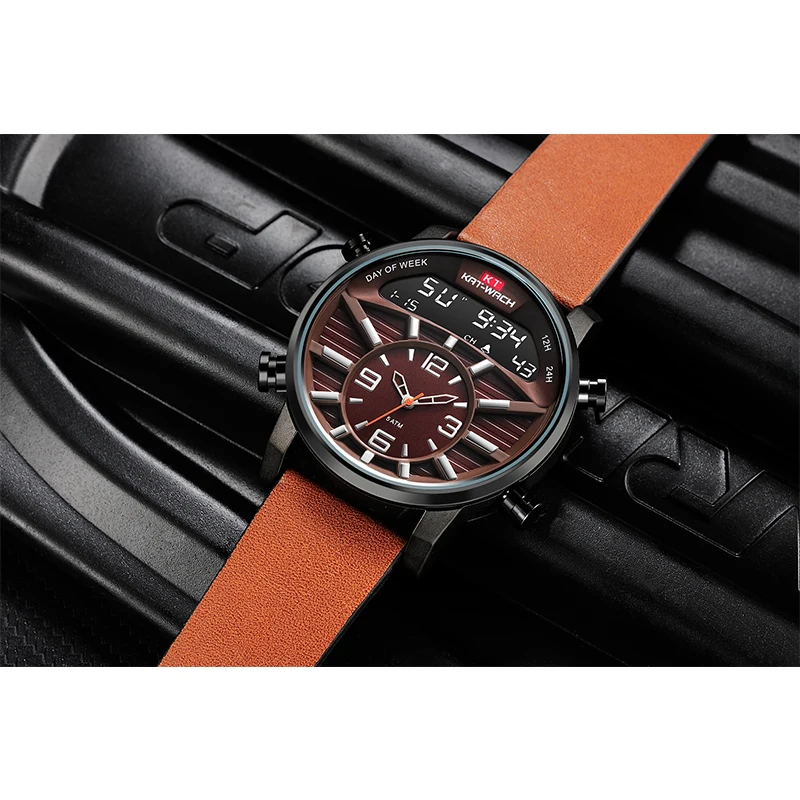 Часы мужские водонепроницаемые кварцевые с кожаным ремешком|Мужские спортивные