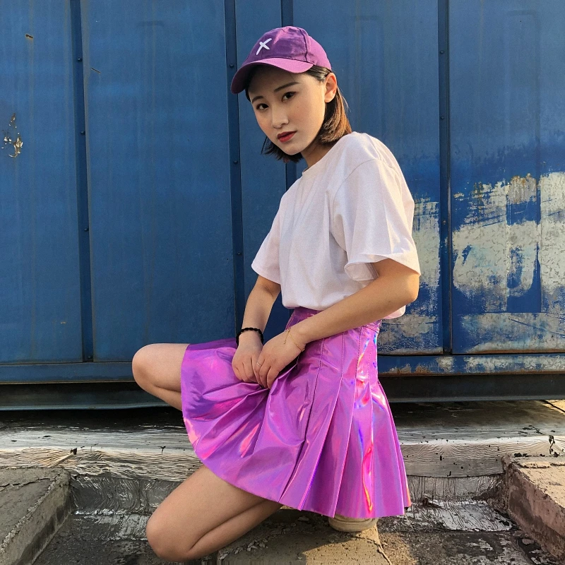Женская плиссированная юбка OCEANLOVE Harajuku Однотонная на молнии с высокой талией