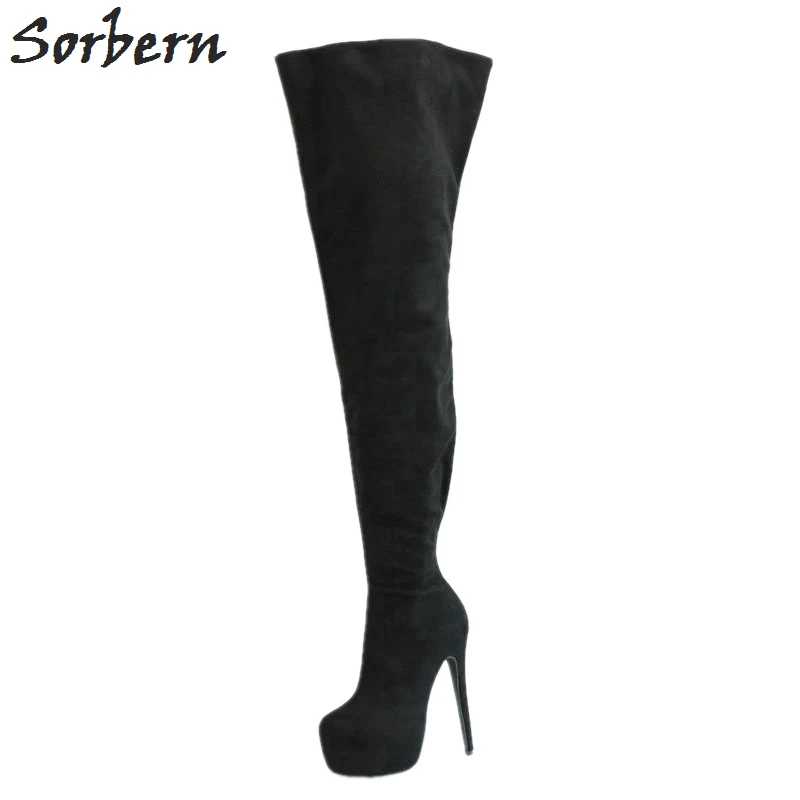 Женские сапоги на платформе с молнией сбоку высоком каблуке|Ботфорты| |