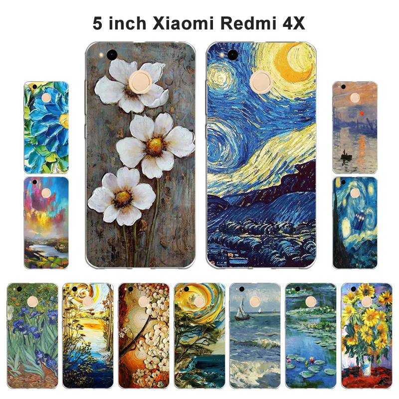 Чехол для Xiaomi Redmi 4X мягкий силиконовый чехол из ТПУ 5 0 дюйма с масляной росписью