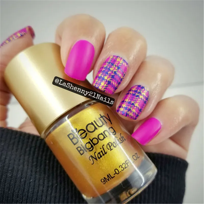 BeautyBigBang 9 мл золотой цвет лак для ногтей тиснение печать лак пластина для стемпинга для нейл-арта стойкий лак